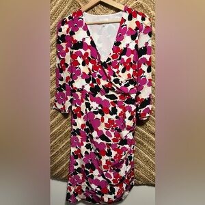 Milly Eleanora Wrap Silk Floral Pink White & Black Dress,Size 8,Brand New,NWOT